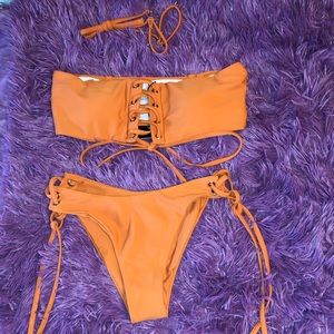 Orange bandeau bikini